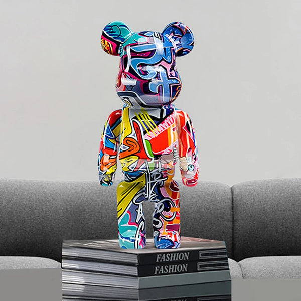 Figurine ourson peinte graffiti